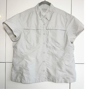 L.L. Bean Outdoor Hiking Camping Fishing Shirt Khaki Size XL Pockets Forest